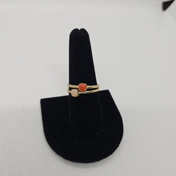 frosted gold tone stacking rings orange and pink size 7,75 - Picture 1 of 3